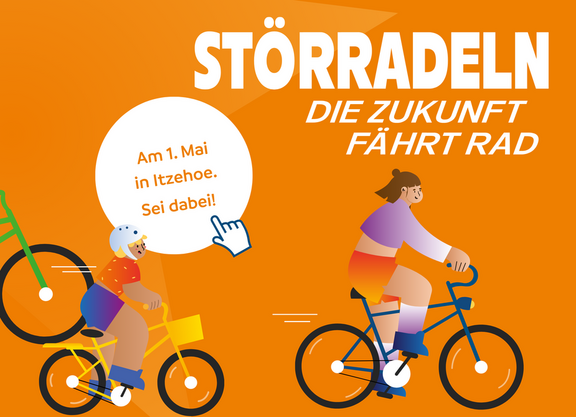 Grafik zu Sternfahrten mit verschiedenen Radfahrenden.